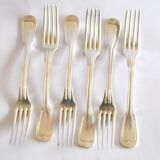 SFAM set of 6 CHINON silver-plated table forks, antique style, 21.5 cm