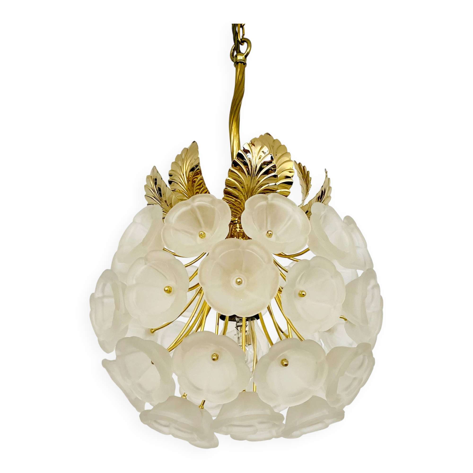 Floral Crystal Glass Chandelier by Ernst Palme