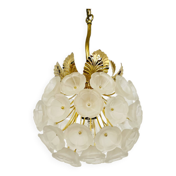Floral Crystal Glass Chandelier by Ernst Palme