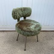 Chaise moumoute verte vintage 1960