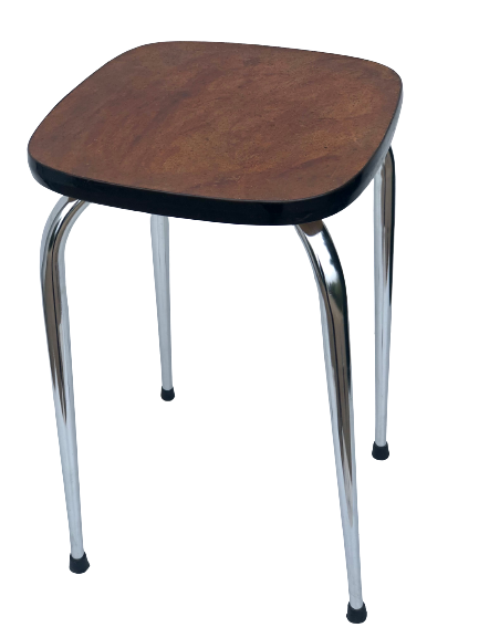 Vintage wood and chrome stool