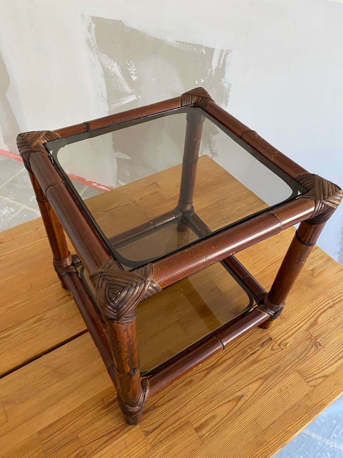 Vintage rattan side table