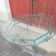 Table vintage fer forgé et plateau verre