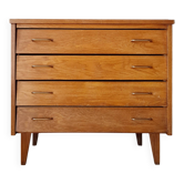 Vintage 1960s Oak Chest of Drawers – 4 Drawers with Compass Legs
