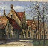 Huile sur toile "le beguinnage"