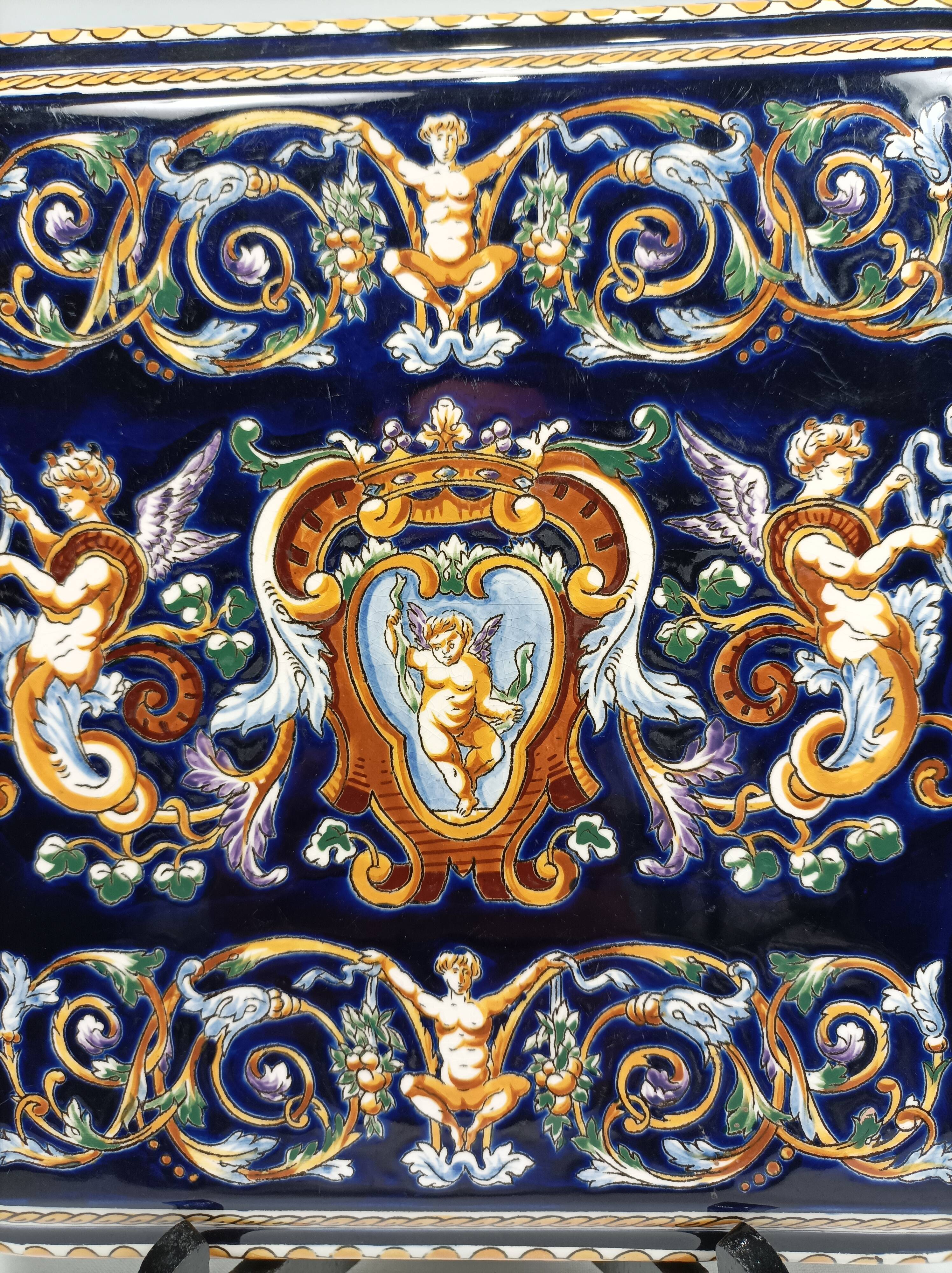 Gien square table mat renaissance make blue