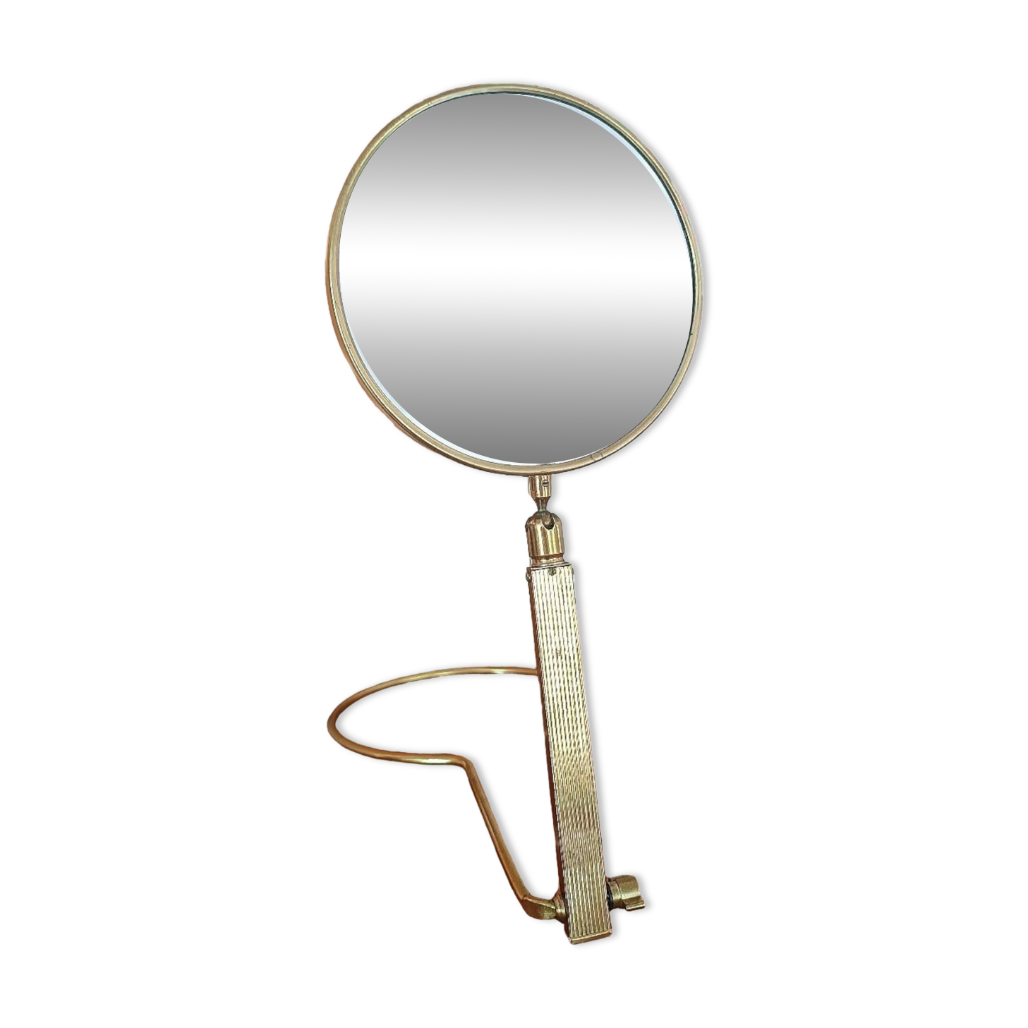 Vintage midi century brass barber mirror