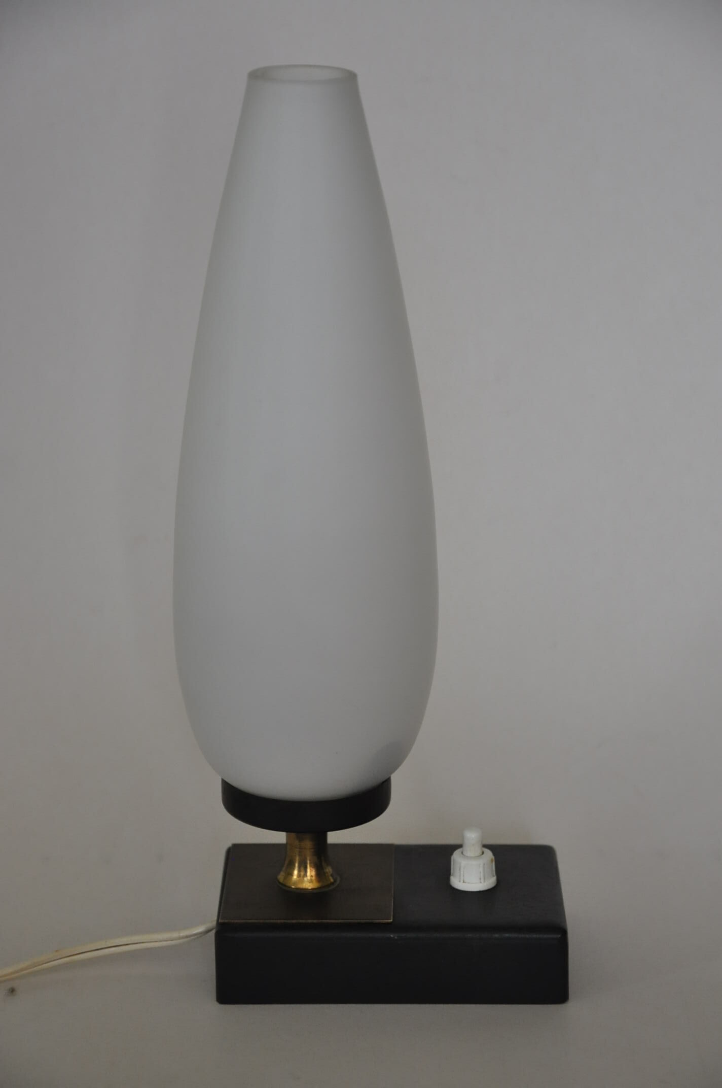 Opaline brass metal lamp 50s