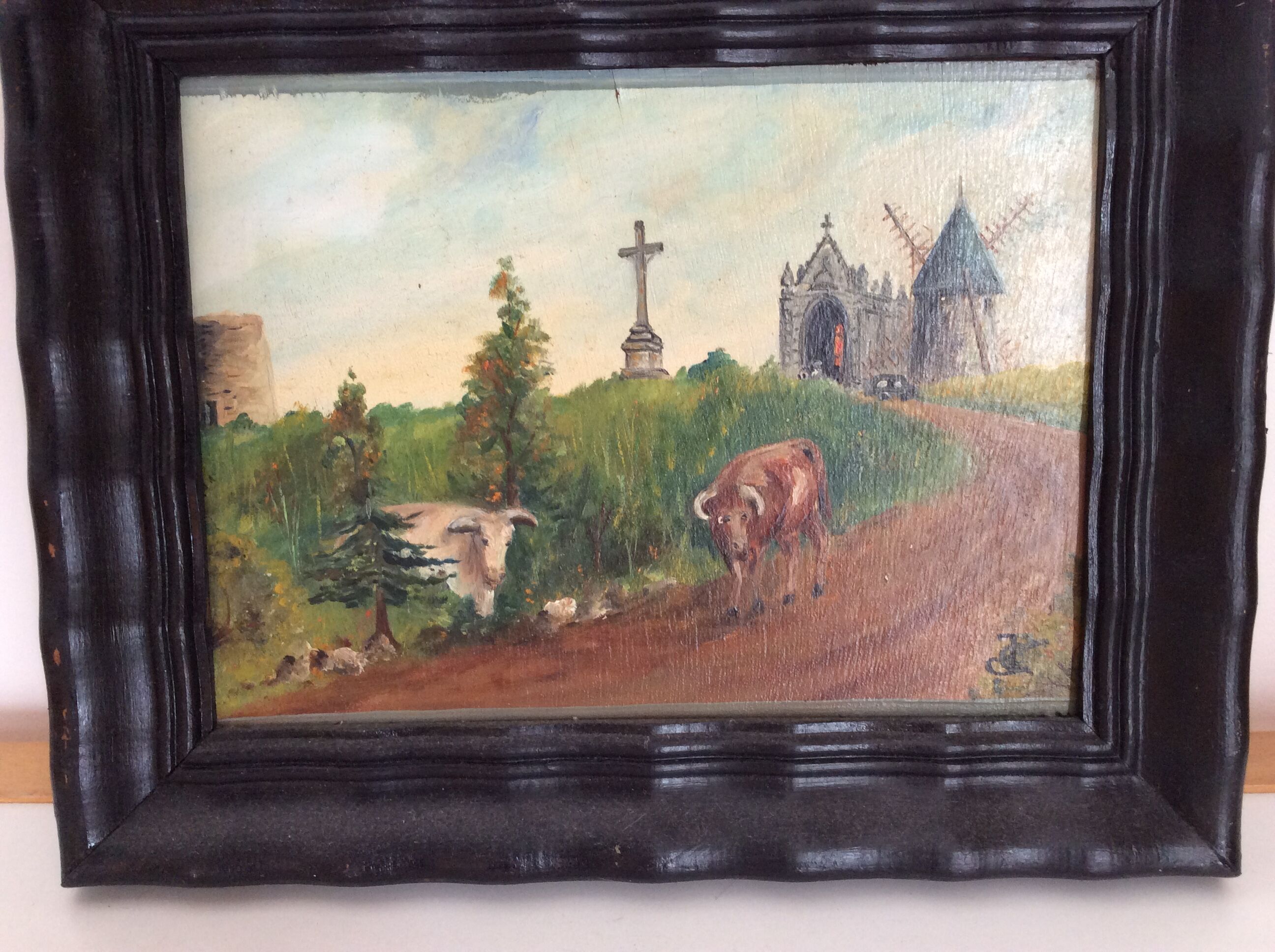 Old painting of a countryside landscape