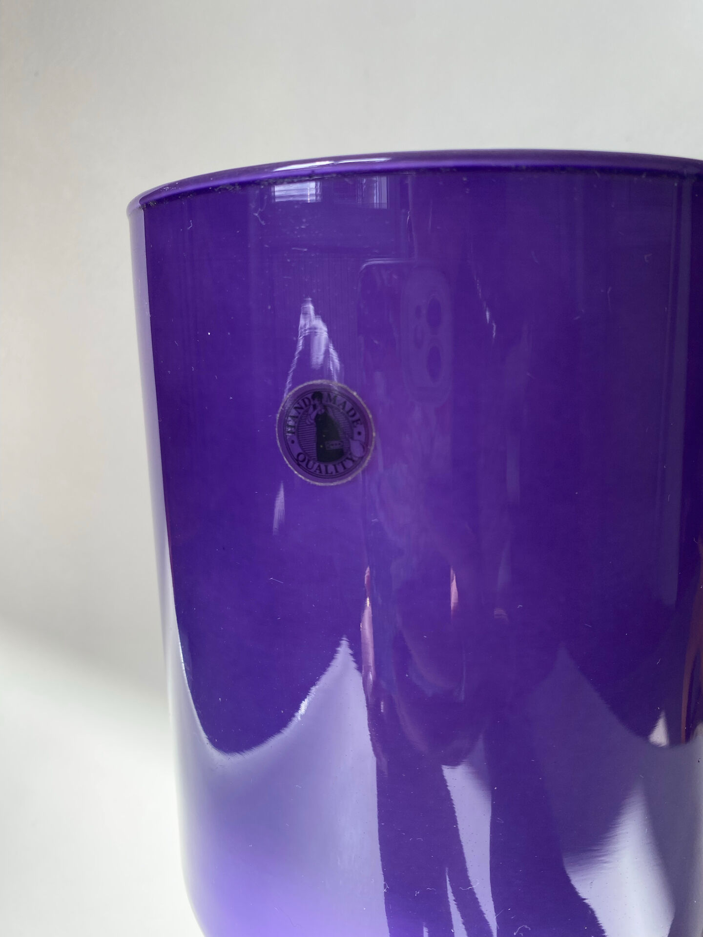 Vintage IKEA lamp, a purple glass lantern.