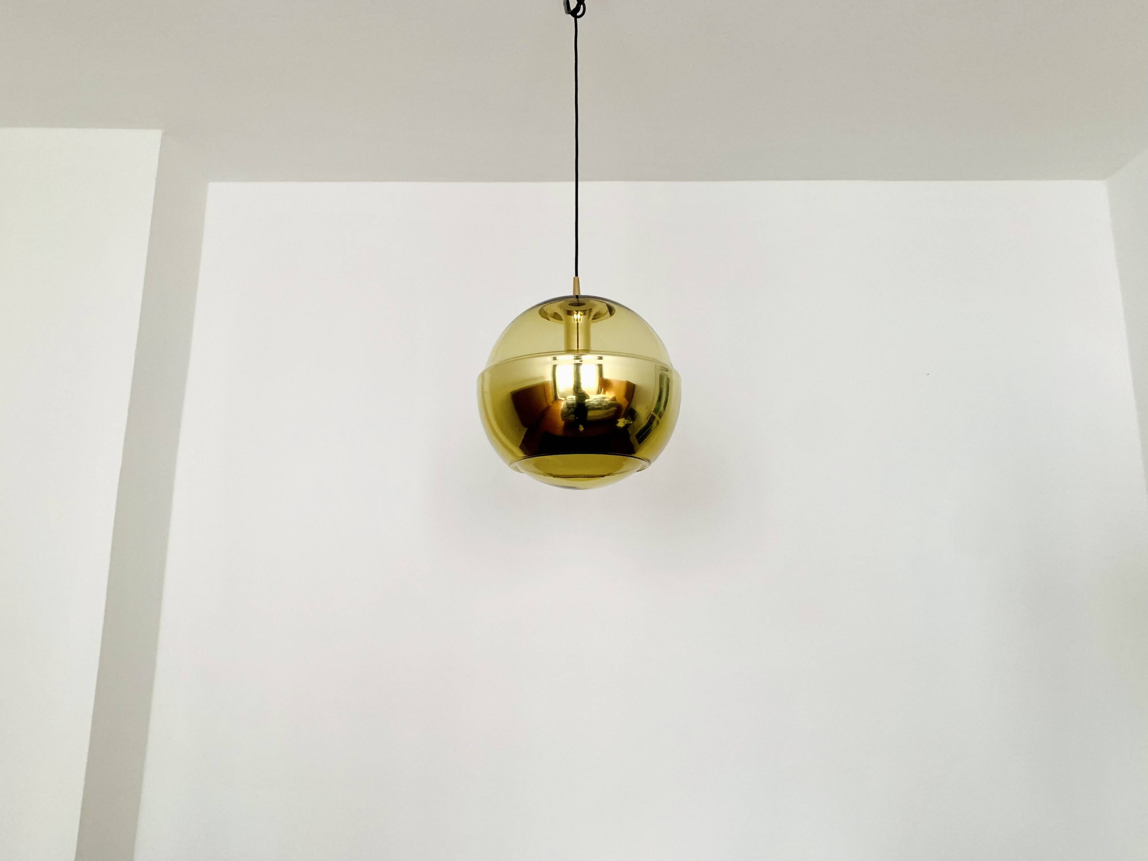 Golden Space Age Glass Pendant Lamp by Peill and Putzler