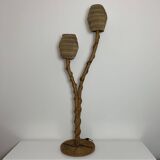 Vintage coco rattan bamboo floor lamp