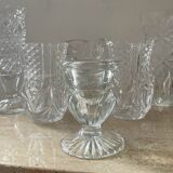 Series of 6 miniature vases in chiseled glass