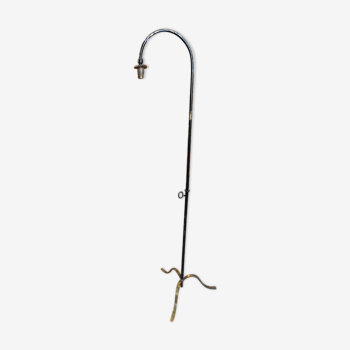 Adjustable iron and brass gooseneck floor lamp