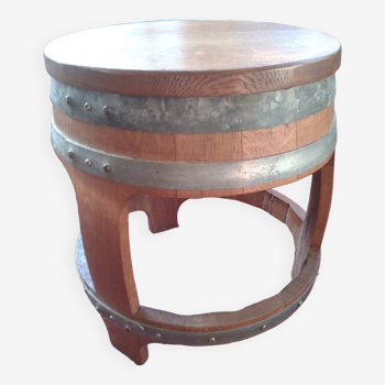 Tabouret bois cerclage metal