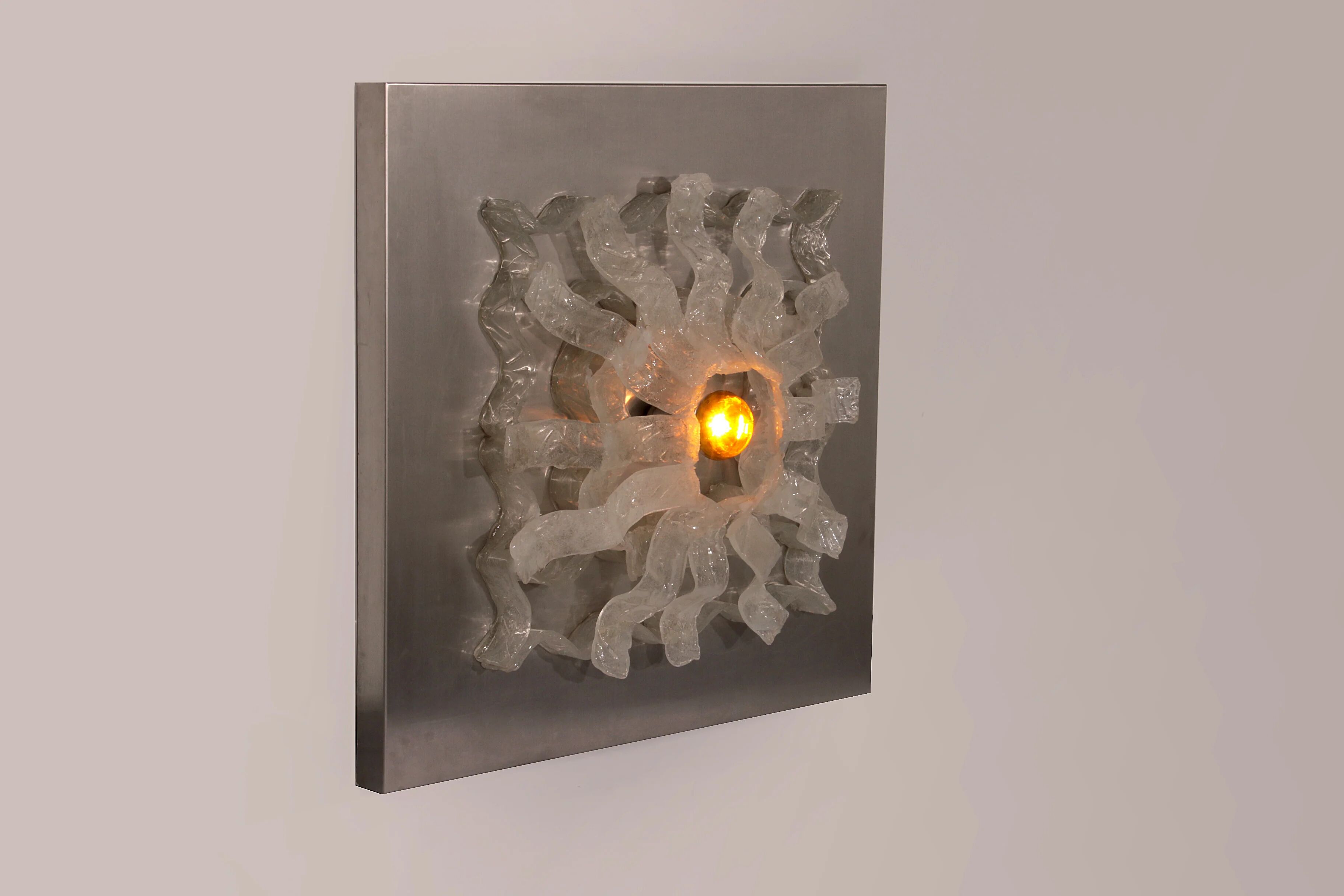 Angelo Brotto wall lamp sculpture panel for Esperia Italy 1970