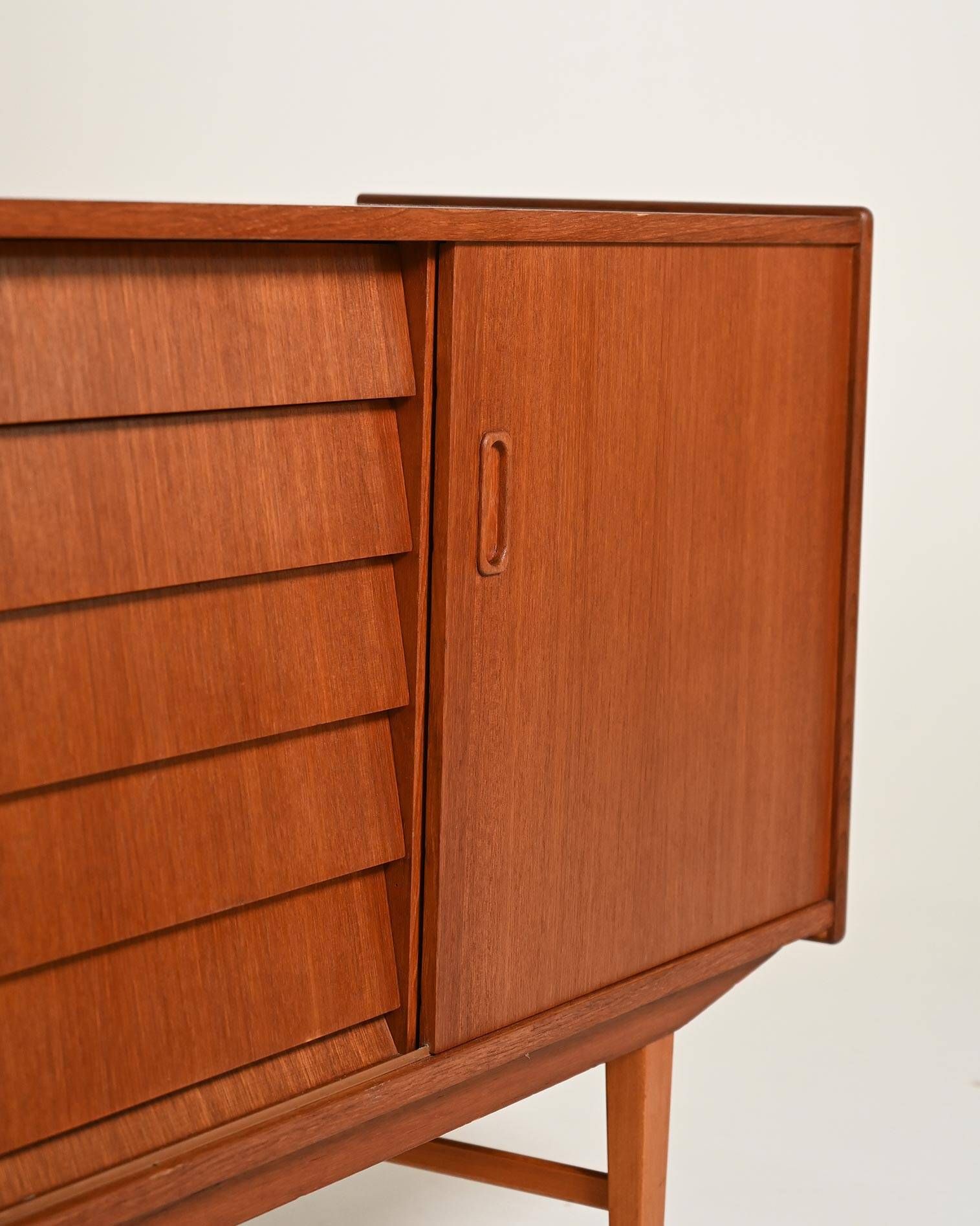 Scandinavian teak sideboard with sliding doors, 1960s