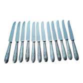 12 antique silver metal knives