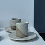 Modular Indonesian ceramic tableware service (6 elements + cups)