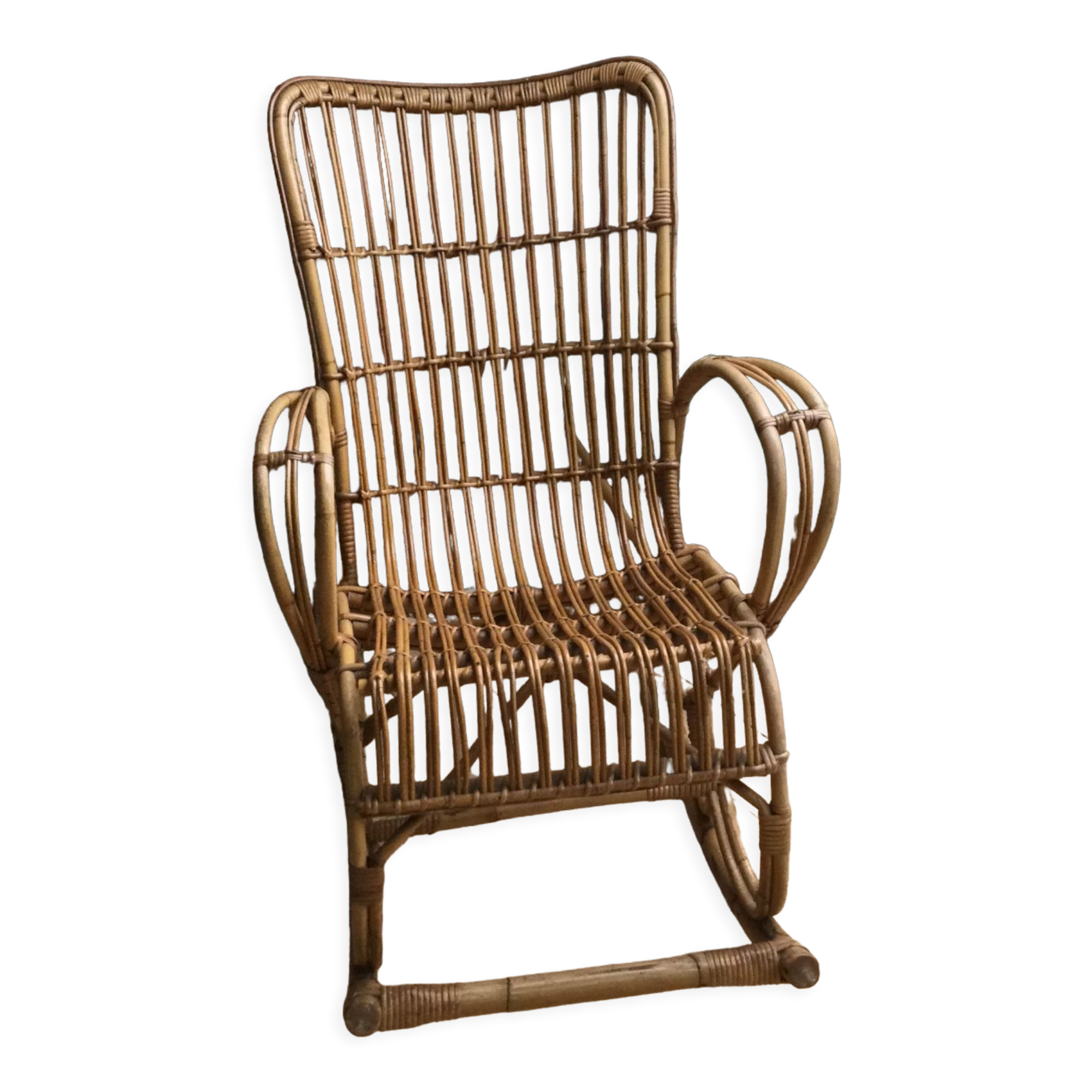 Fauteuil à bascule rocking chair en rotin