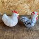 Salt & Pepper Shaker Chicken & Rooster Shape Ceramic Made In France Vintage
