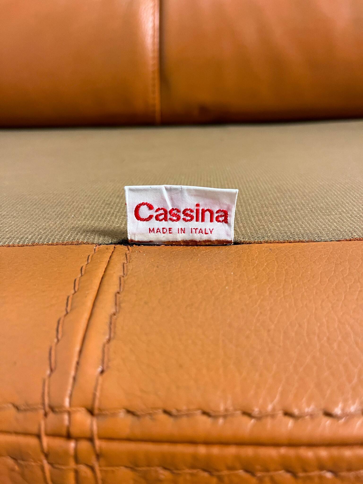 Maralunga Cassina style sofa in tan leather