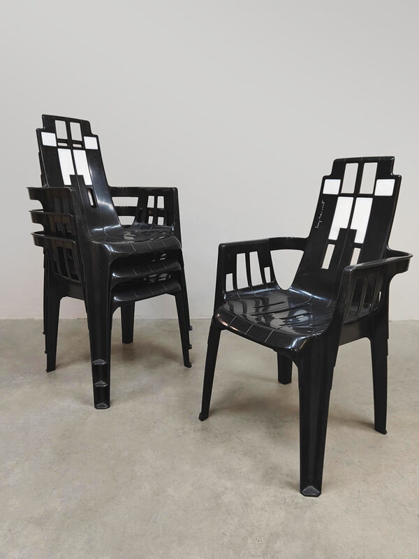 4 fauteuils de jardin vintage modèle Boston par Pierre Paulin édition Henry Massonnet