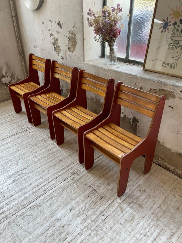 4 chaises vintage Plywood années 80