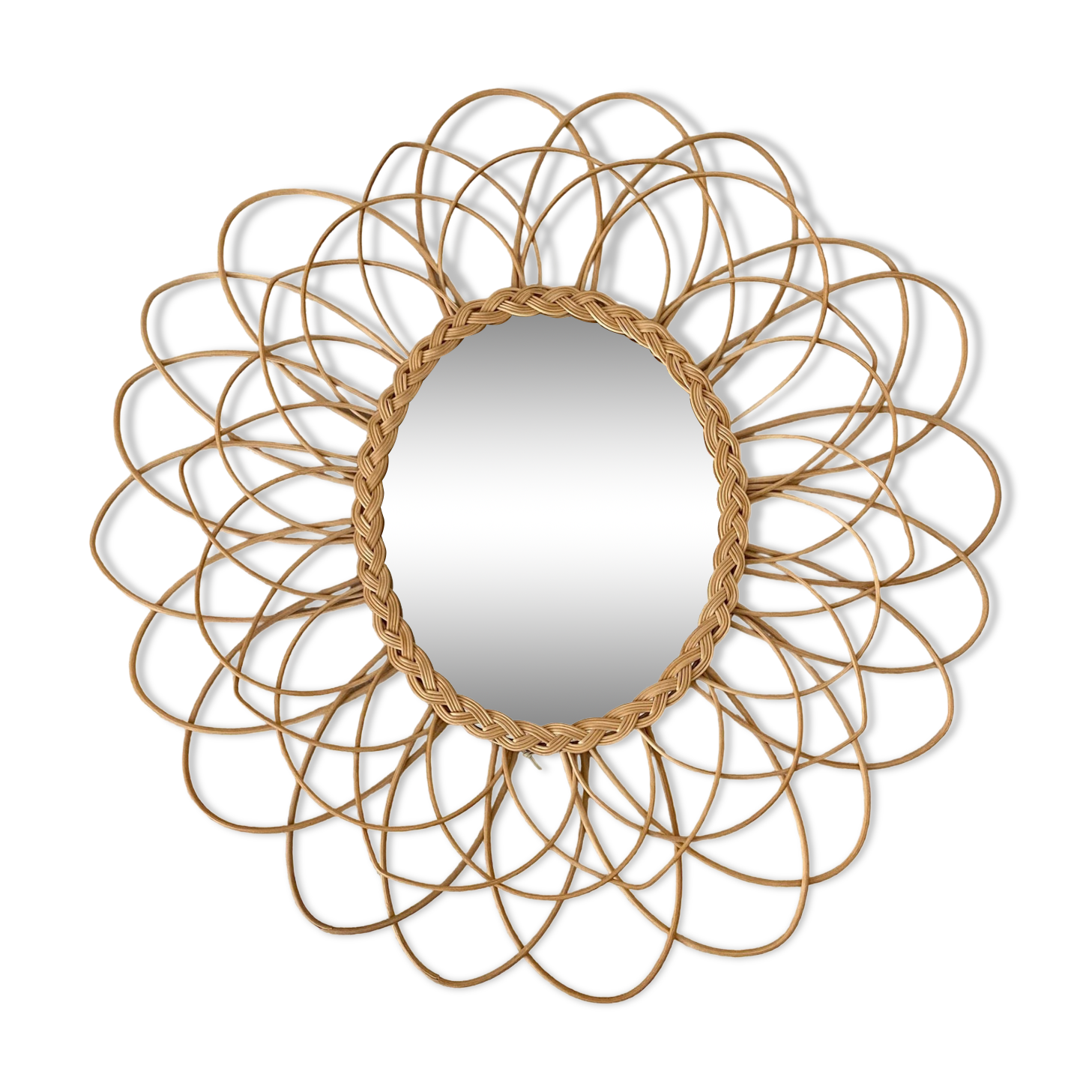Rattan sun mirror 55cm