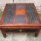 Vintage coffee table in solid wood and rattan - 1970s colonial style