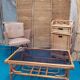Rattan coffee table and smoked glass, 70s