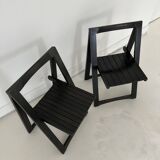 Pair of wooden folding chairs in the style of Aldo Jacober