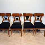 German Biedermeier Chairs in Cherry Veneer, 1830, Set of 4