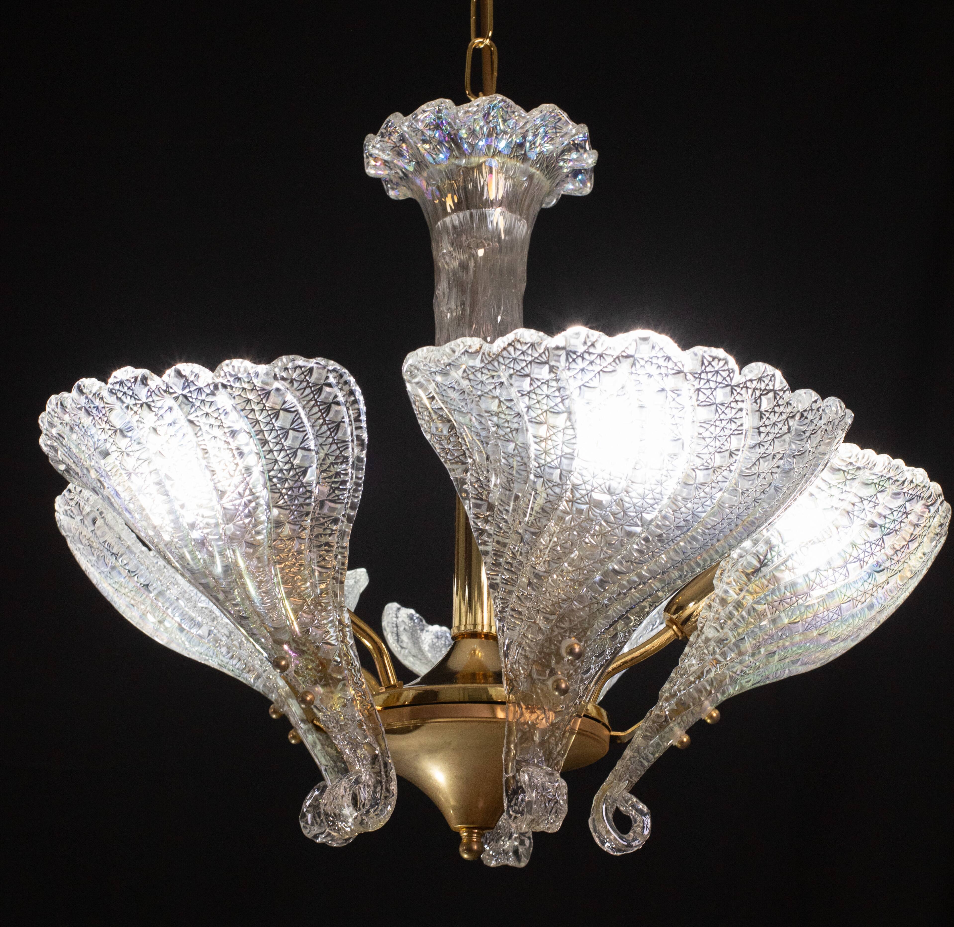 Elegant Murano Candlestick Iridescent Leaves