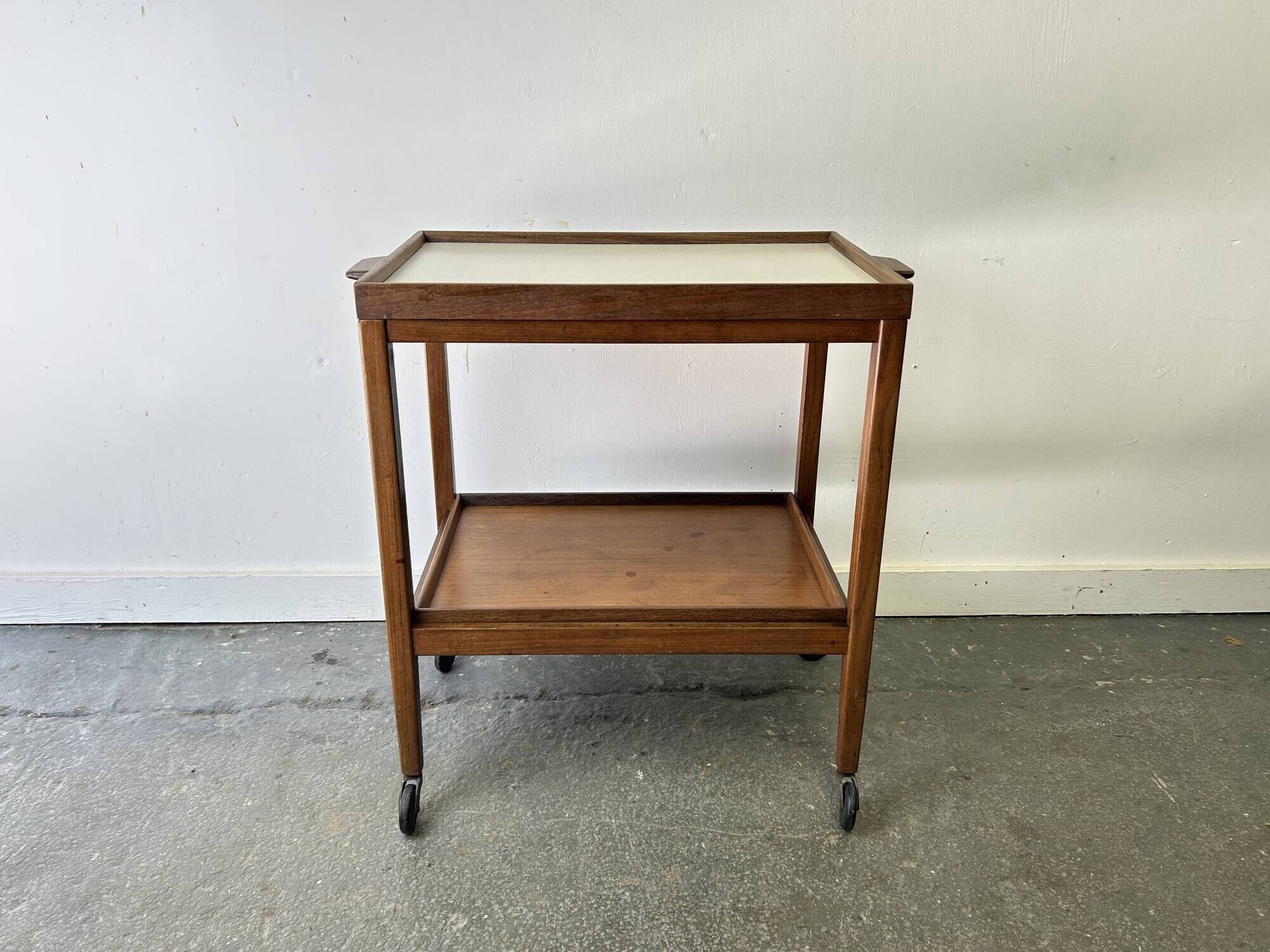 Mid Century Vintage Teak Drinks Trolley Bar Cart Removable Trays 1960s