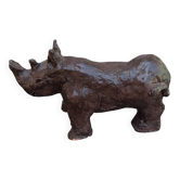 Sculpture hippopotame terre cuite patinée
