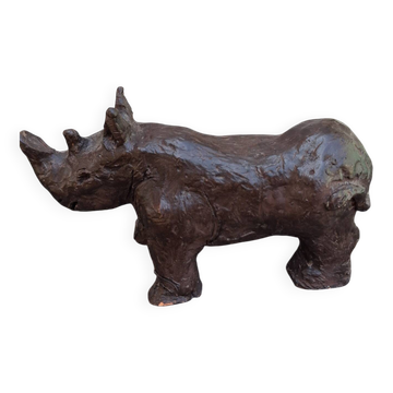 Patinated terracotta hippopotamus sculpture