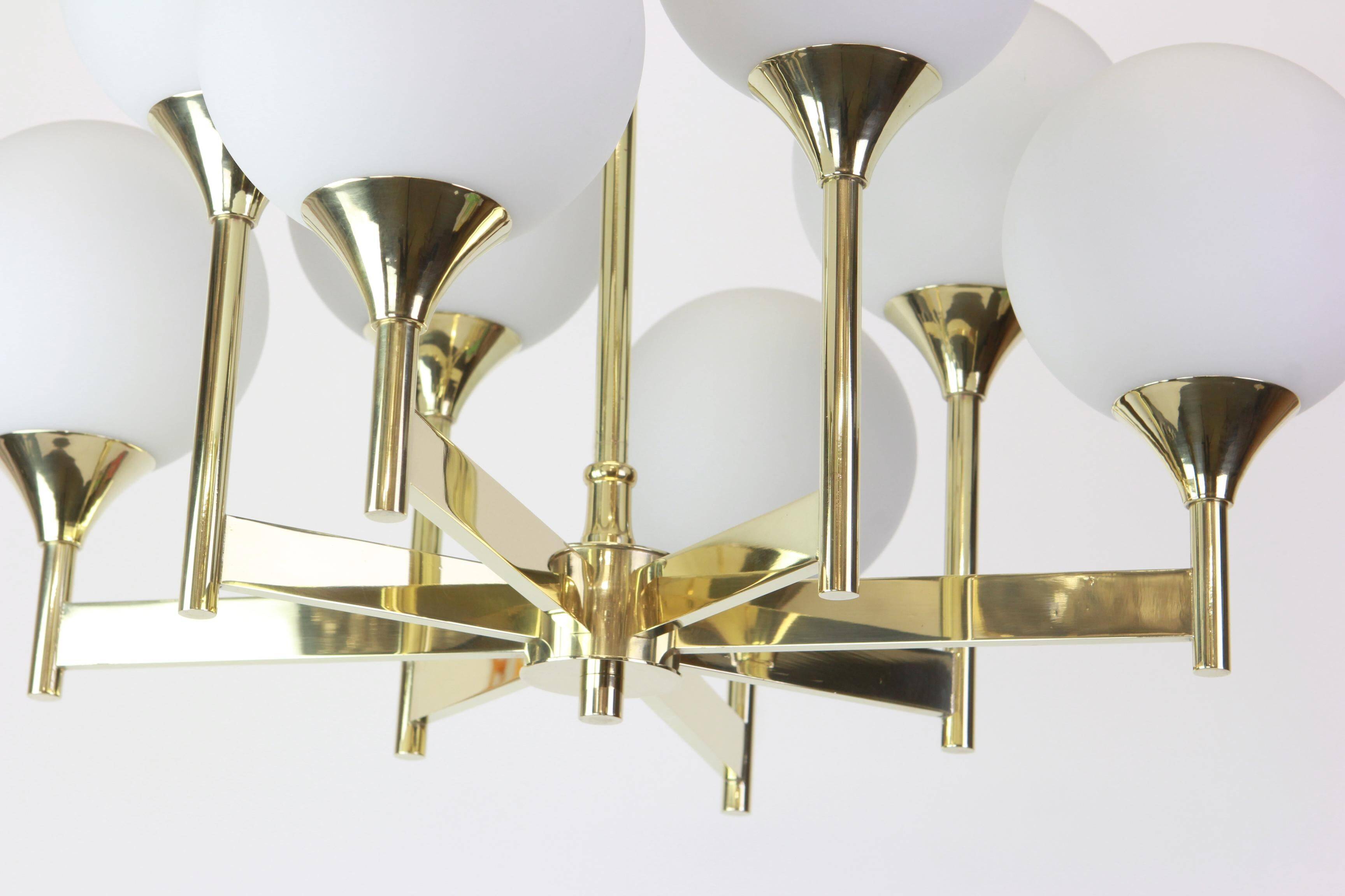 Sputnik chandelier by Kaiser, Germany, 1970s.