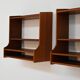 Wall-mounted teak bedside tables Scandinavia 1960s