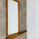 Scandinavian mirror with asymmetrical shelf in wood, 1960s