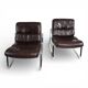 Set of 2 Drabert lounge chairs in brown leather by Gerd Lange, 1970