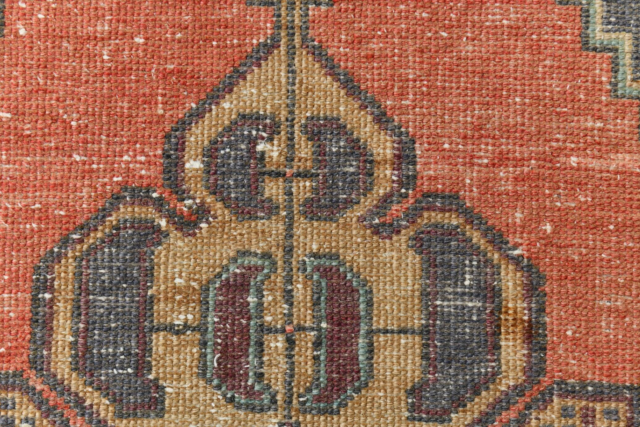 Red & Yellow Turkish Vintage Rug, 109x193Cm