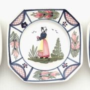 3 small Henriot Quimper plates
