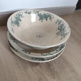 Trio of dishes: Salad bowl, Vegetable dish & Deep plate Faïence de Lyon Model