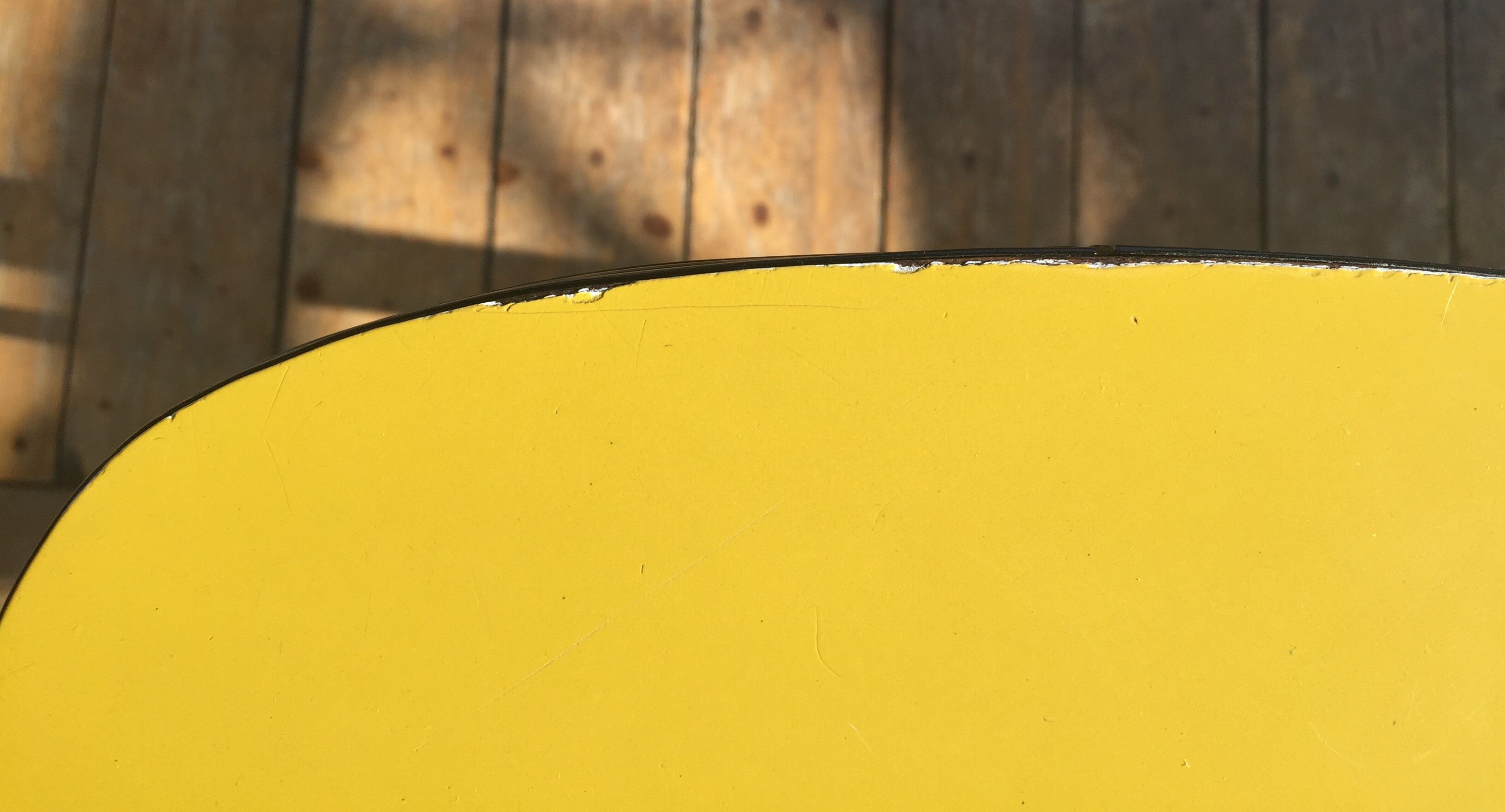 Duo of vintage formica mustard yellow stools