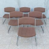Set of 6 vintage low chairs in chrome metal