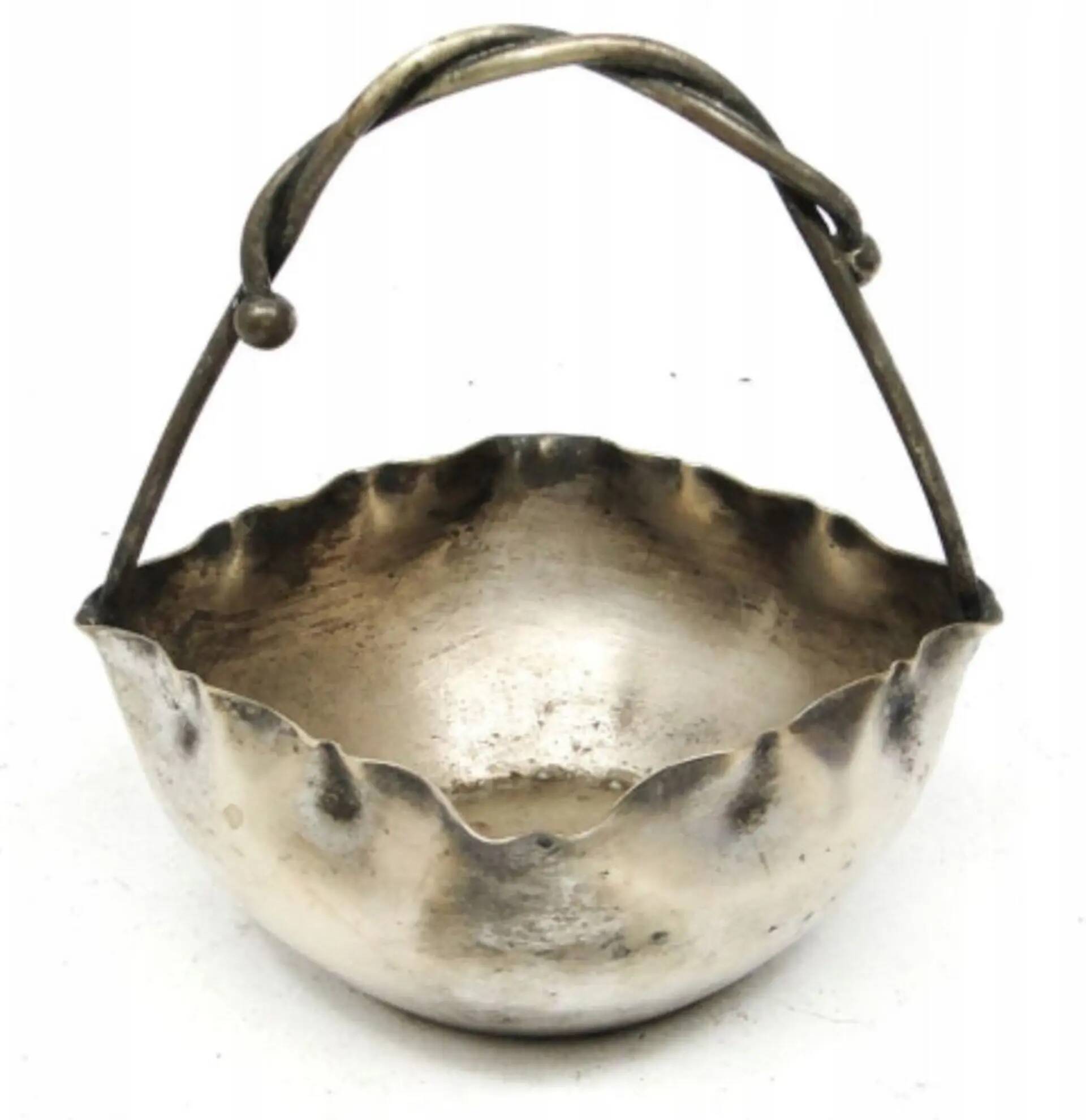 Basket sugar bowl Secession, silver-plated brass, early 20th century