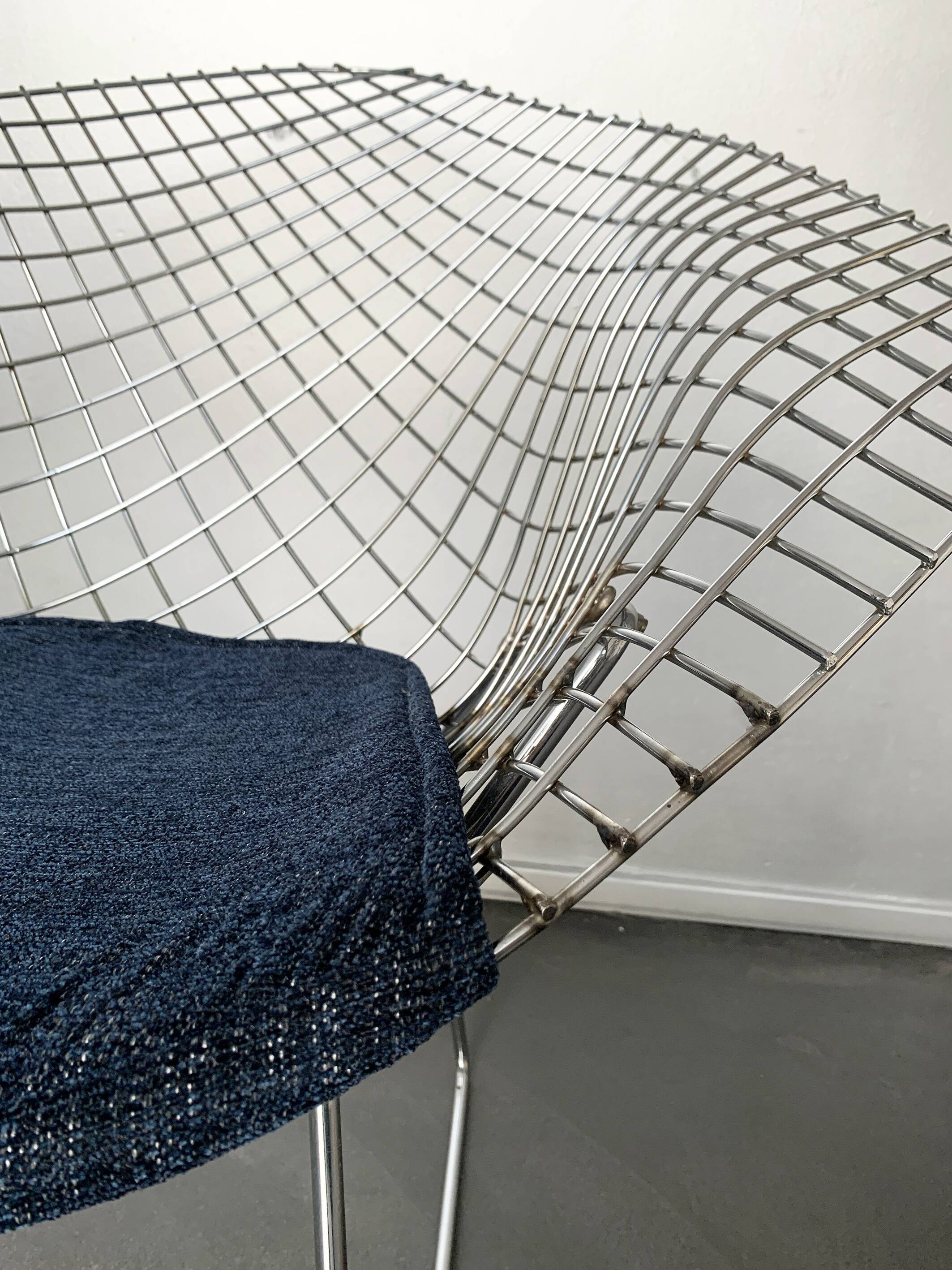 Fauteuil Diamond 421 Chrome Harry Bertoia pour Knoll International, 1970-80