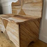 Chest bench in rattan and vintage bamboo