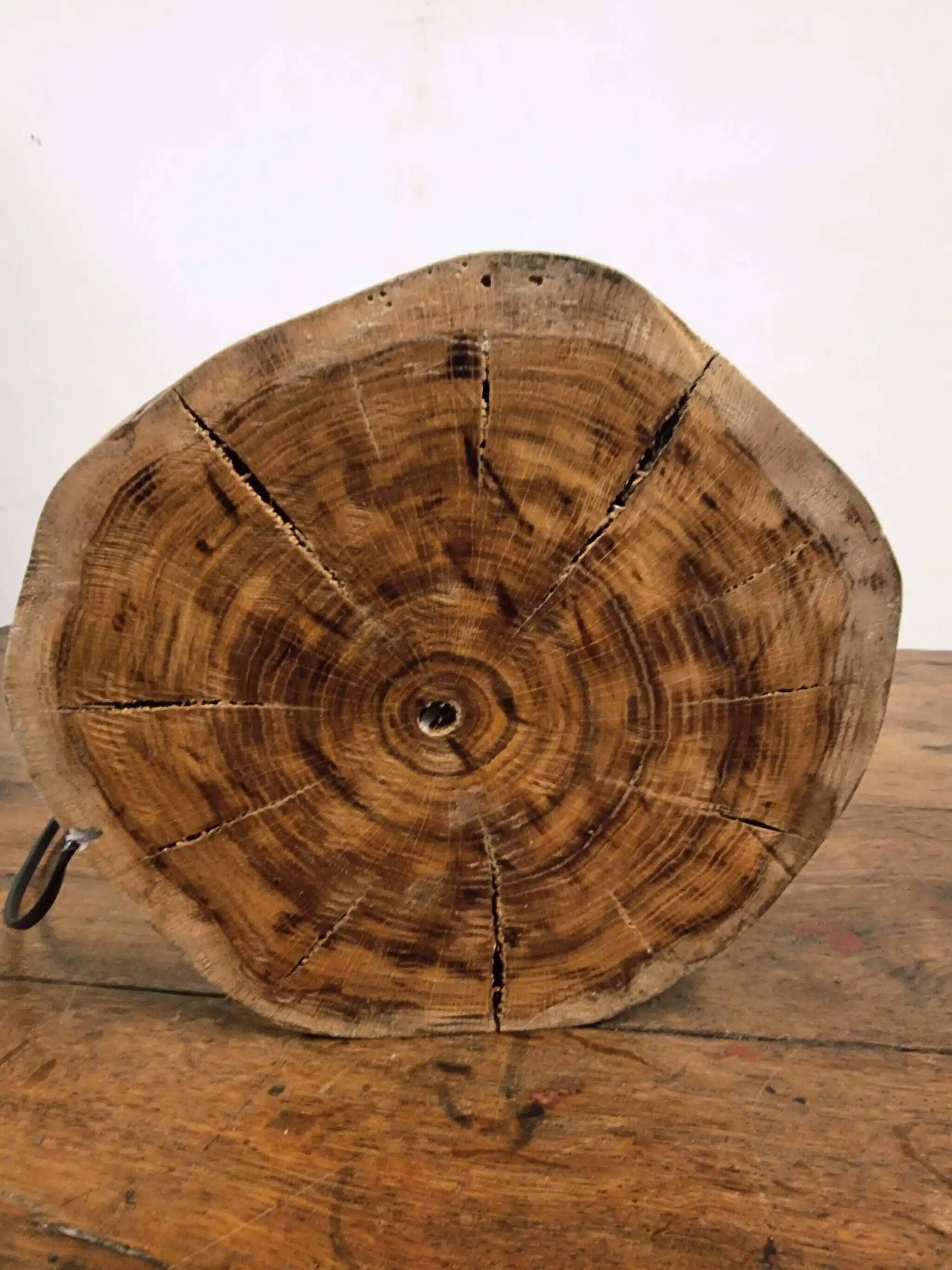 Hand-carved oak table lamp in the shape of a mushroom